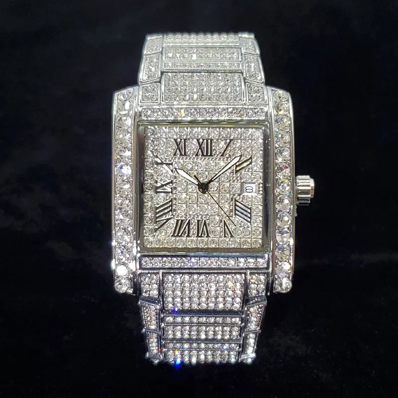 Luxus Designer Iced Out "Squadromer" Uhr + Box +. Armbandkürzer - ICERAIN JEWELRY