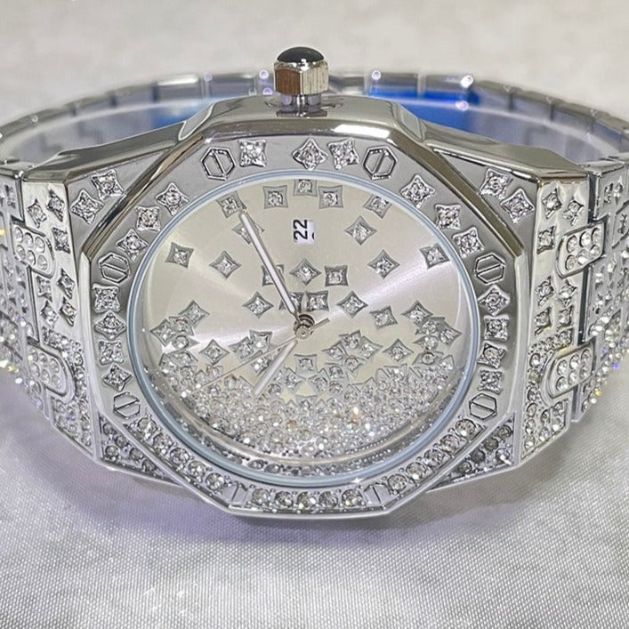 Luxus Designer Iced Out "Spliterio" Uhr + Box + Armbandkürzer