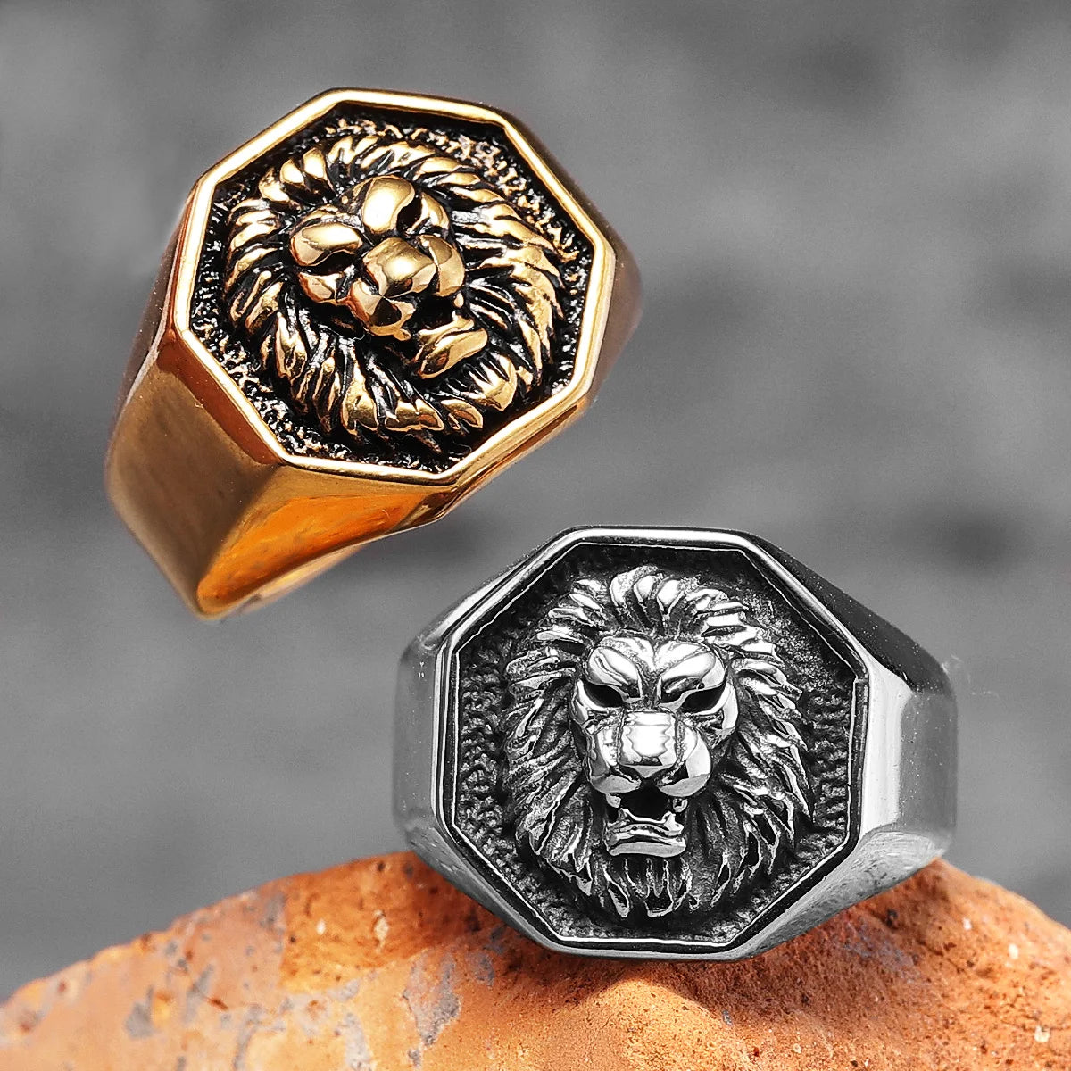 Luxus Edelstahl "Lion V2" Ringe