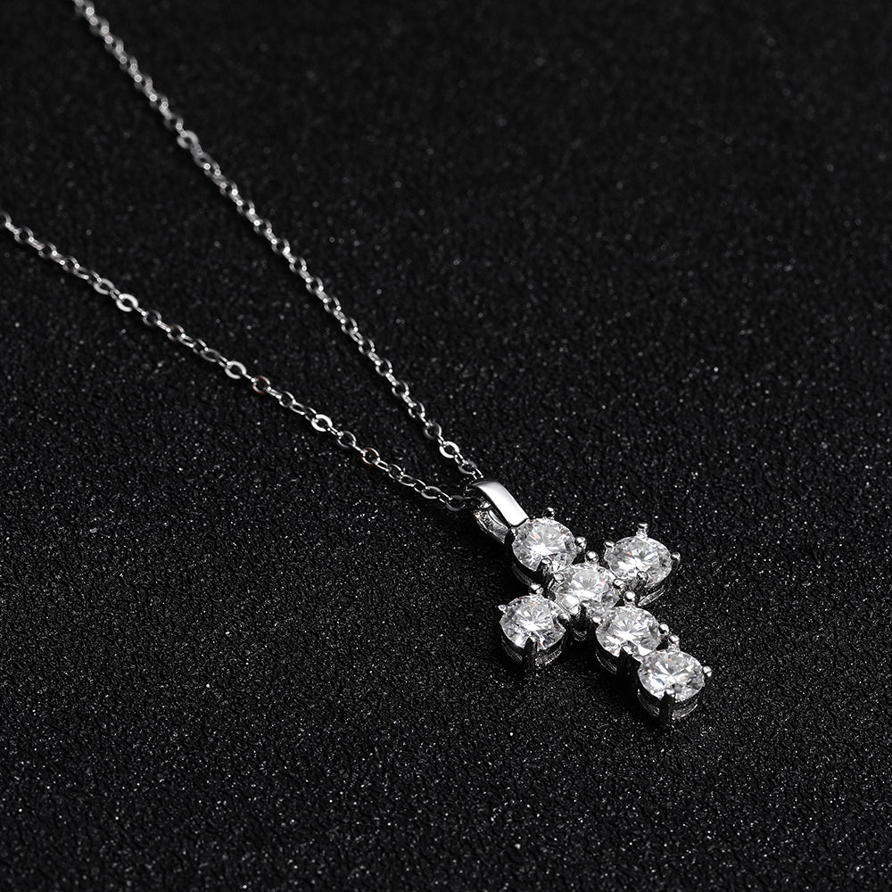 Luxus Iced Out Moissanite "Cross" Whitegold 925S Silver Kette