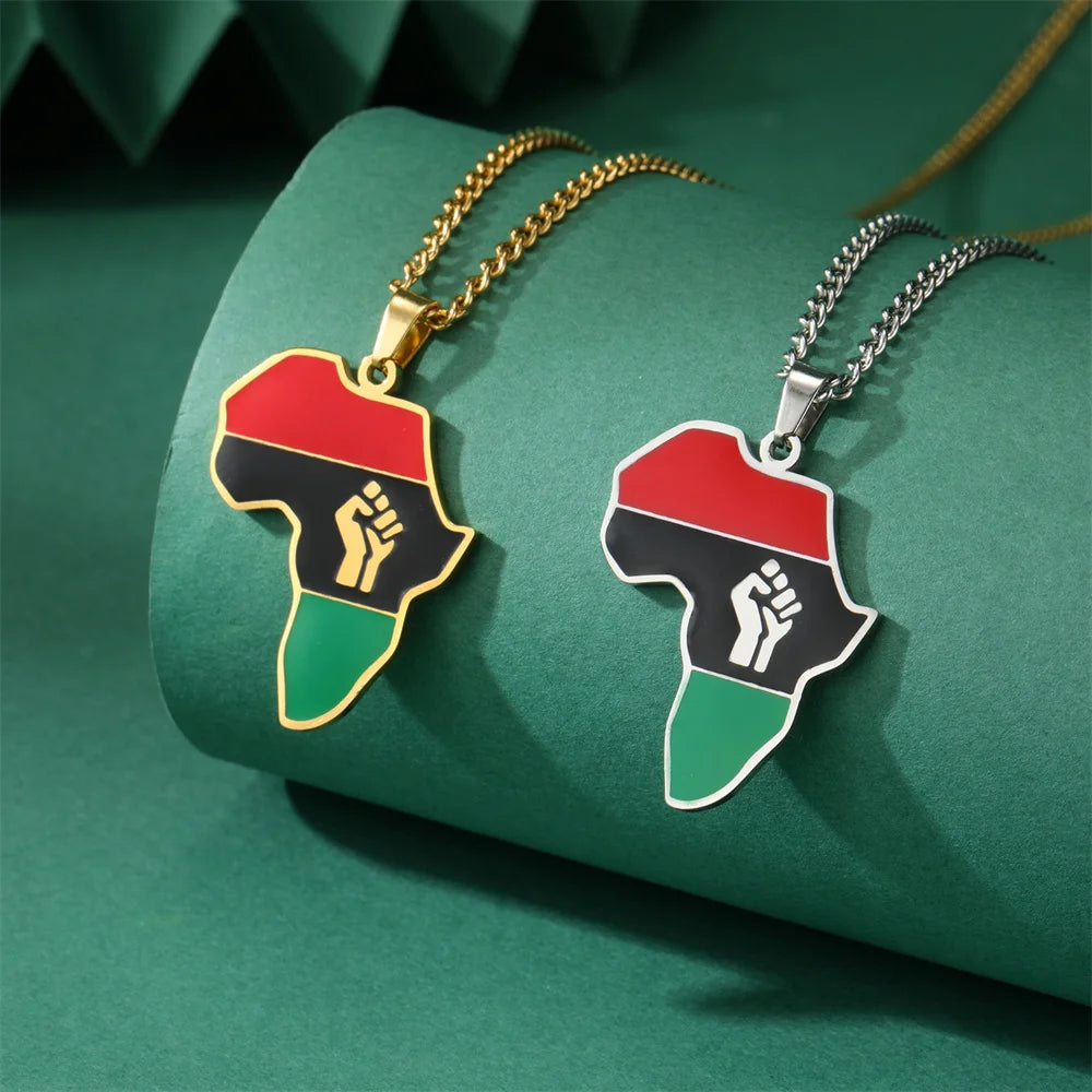 Luxus Edelstahl "Africa V4 Black Lives Matter" Länderkette - ICERAIN JEWELRY