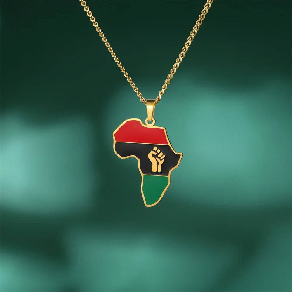 Luxus Edelstahl "Africa V4 Black Lives Matter" Länderkette - ICERAIN JEWELRY