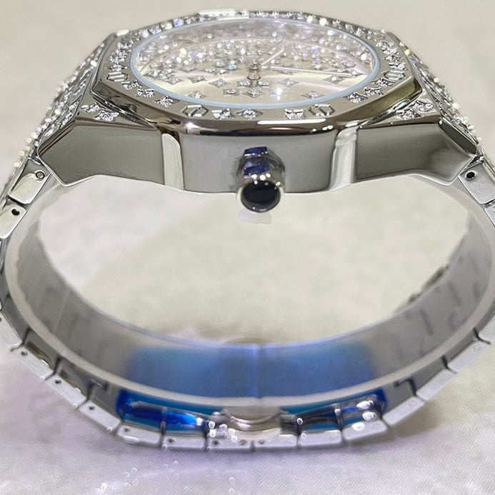 Luxus Designer Iced Out "Spliterio" Uhr + Box + Armbandkürzer