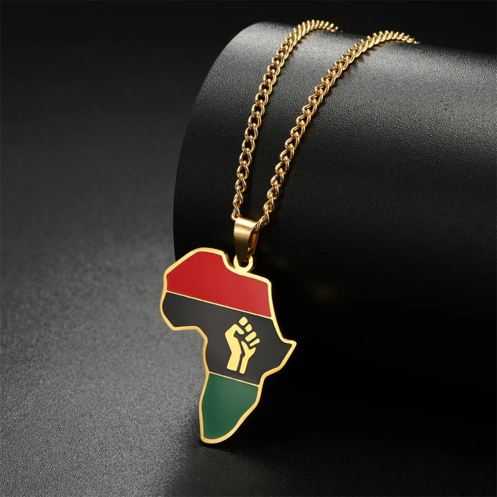 Luxus Edelstahl "Africa V4 Black Lives Matter" Länderkette - ICERAIN JEWELRY