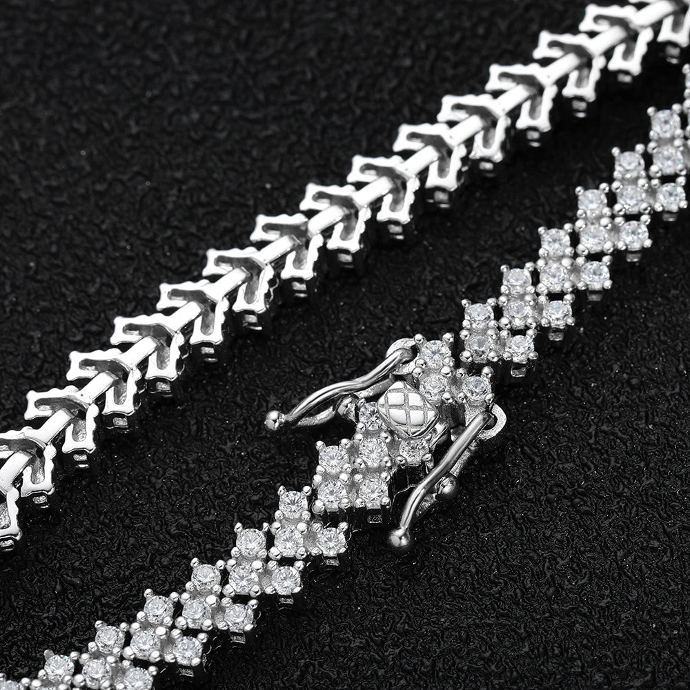 Luxus Iced Out Moissanite "Triangle Tennis" Whitegold 925S Silver Armbänder