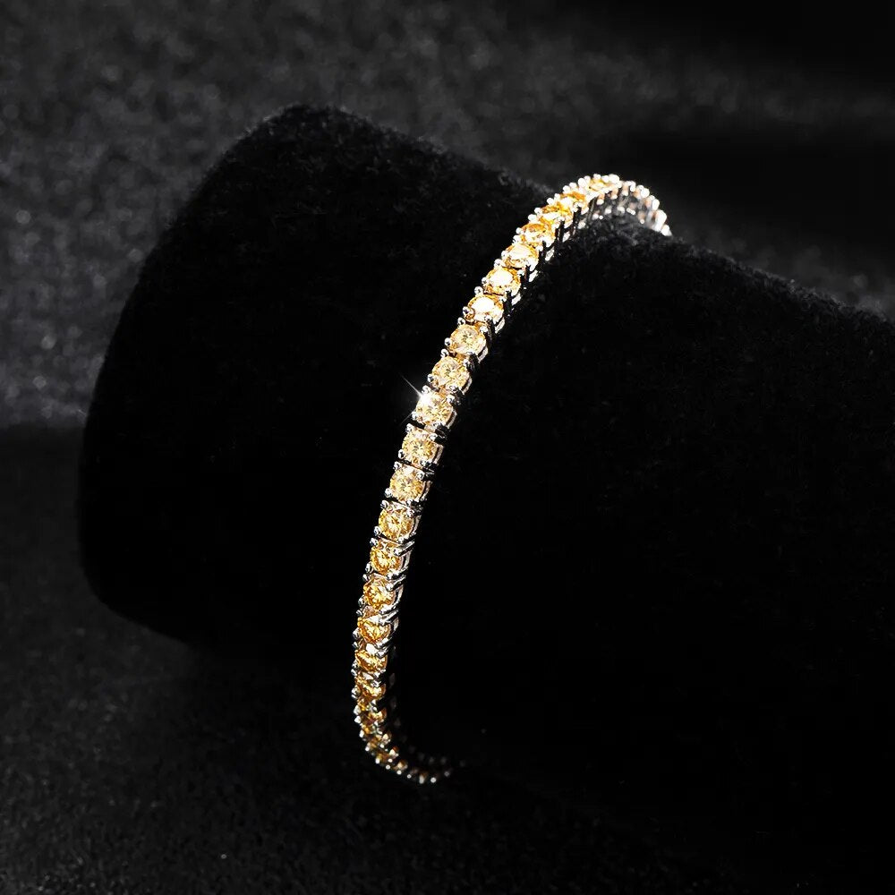 Luxus Iced Out Moissanite "Gold Tennis" Whitegold 925S Silver Armbänder