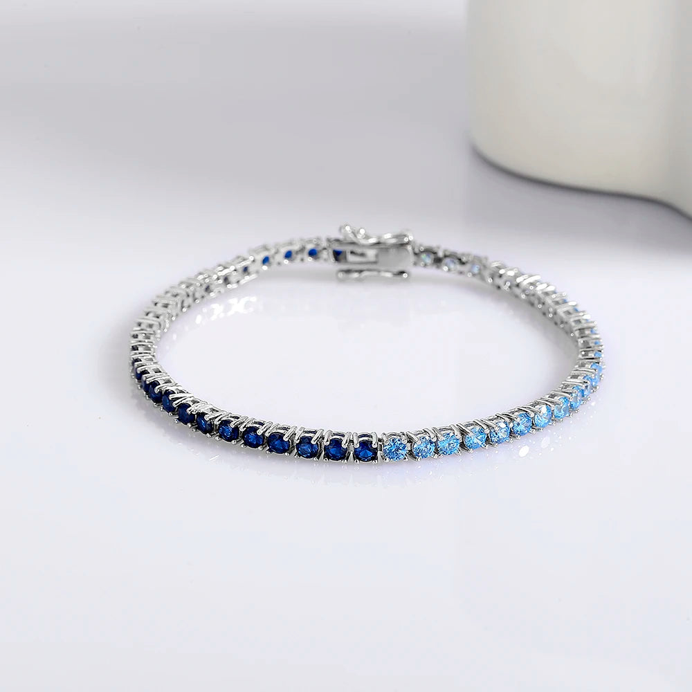 ICED OUT 3MM "BLUE NEPTUN TENNIS" ARMBAND - ICERAIN JEWELRY