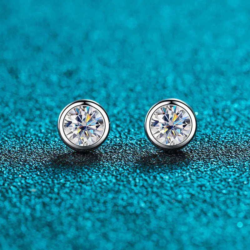 Luxus Iced Out Moissanite "Round" Whitegold 925S Silver Ohrringe