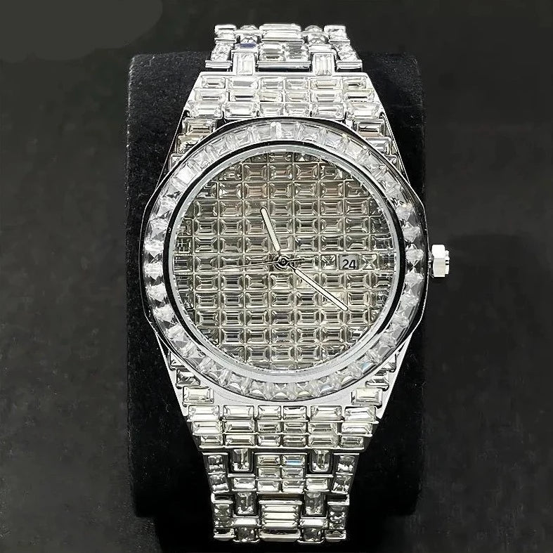 Luxus Designer Iced Out "Velesimo" Uhr + Box + Armbandkürzer