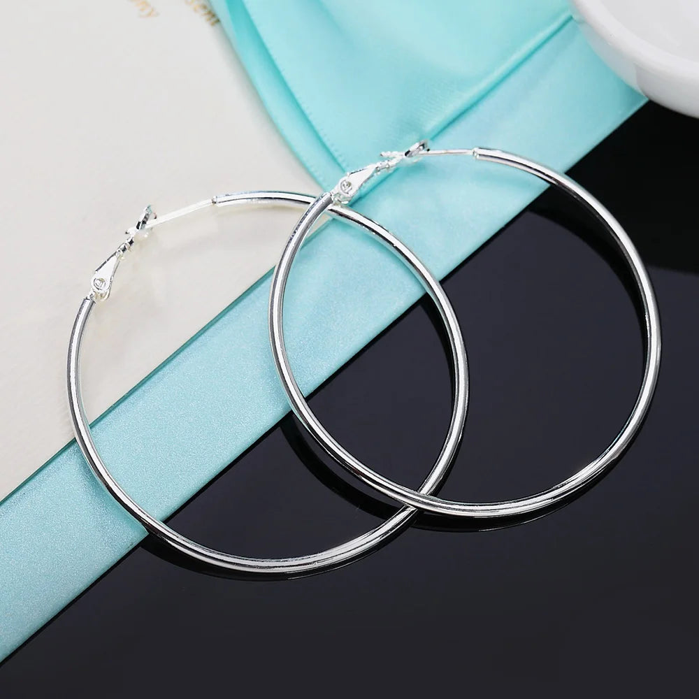 Luxus 925S Silver "Hoop" Ohrringe