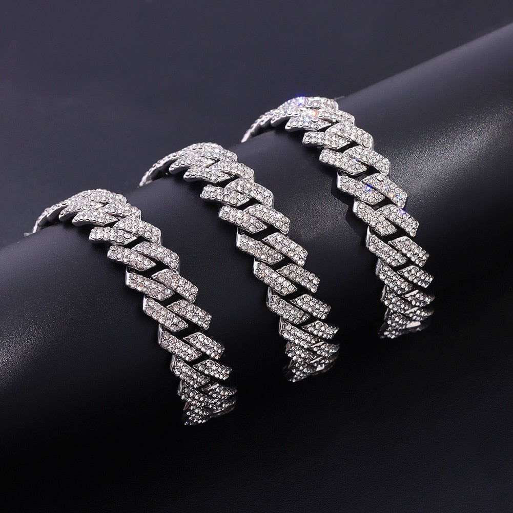 Sale | Luxus Iced Out 14mm 20cm "Silver Prong" Armband