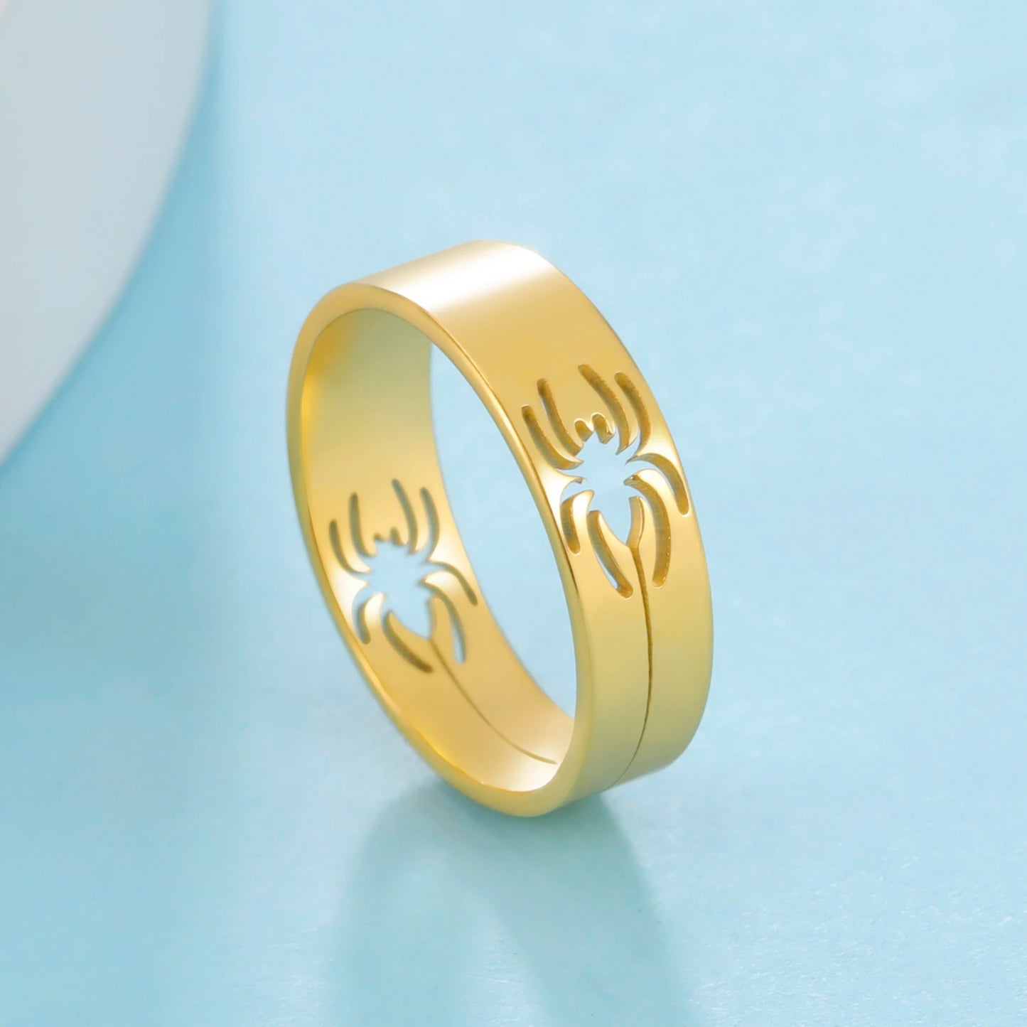 Luxus Edelstahl "Gold Spider" Ringe