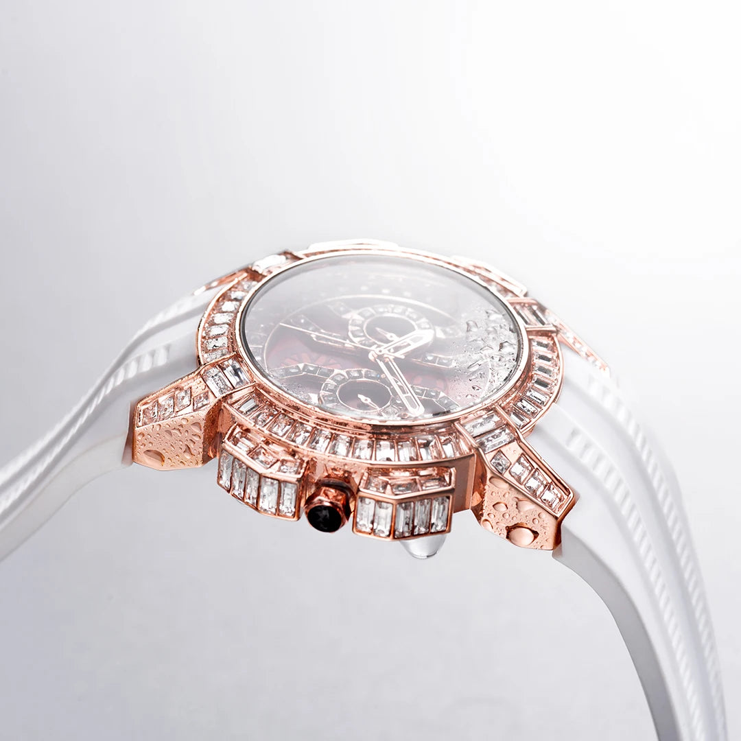 Luxus Designer Iced Out "Sunstar" Uhr + Box + Armbandkürzer