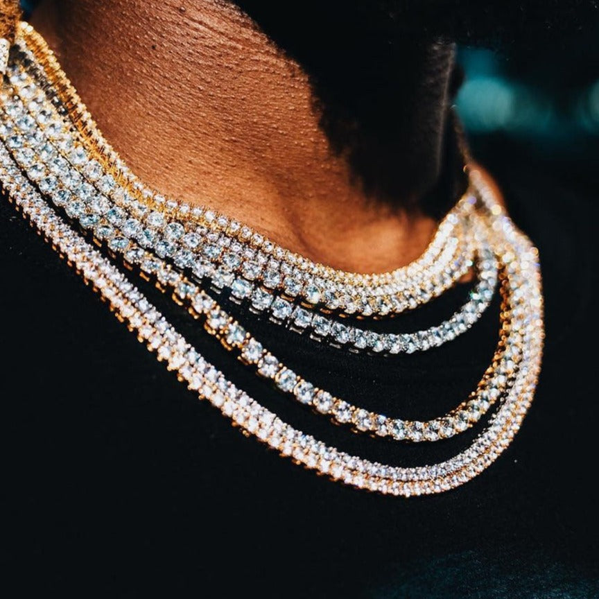 Iced out hot sale tennis necklace