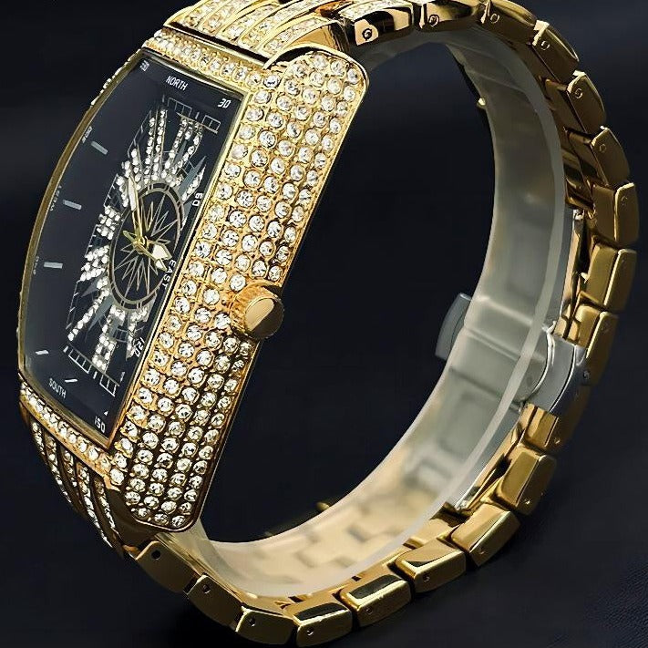 Luxus Designer Iced Out "Gamba" Uhr + Box + Armbandkürzer