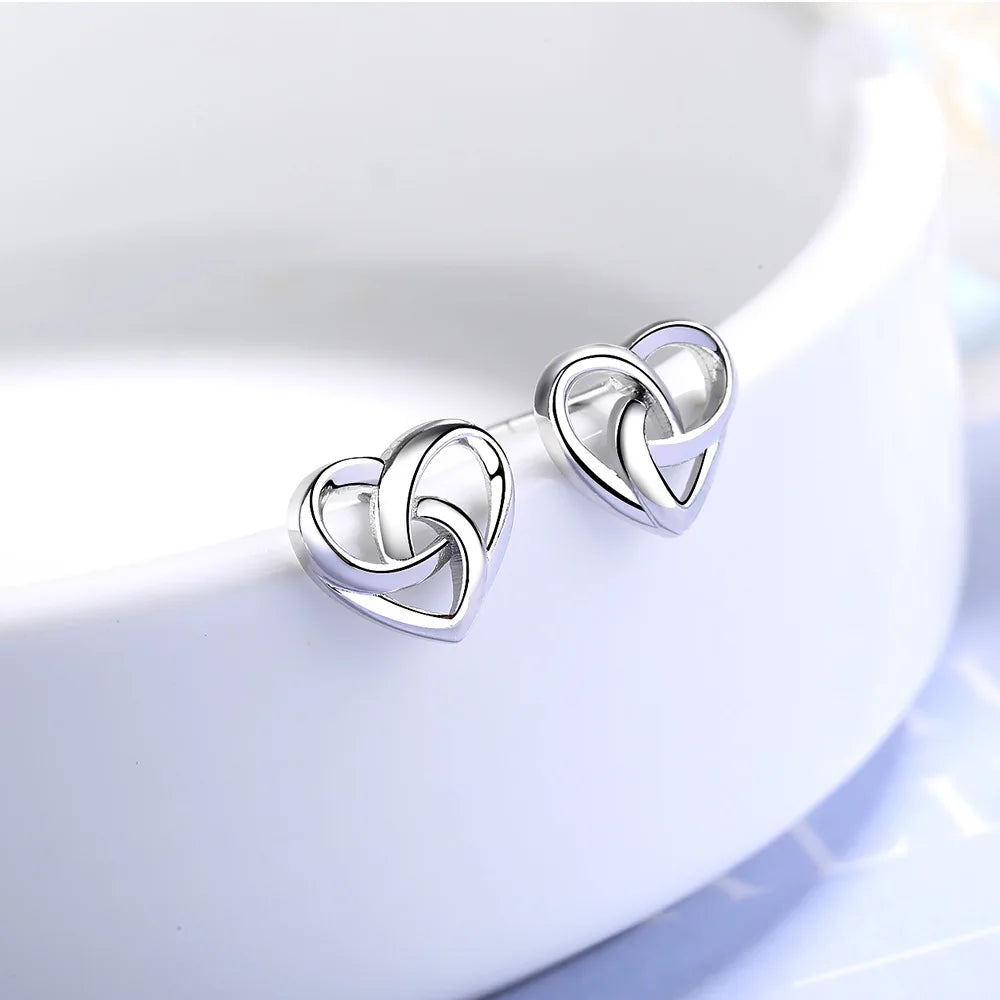 Luxus 925S Silver "Heart V4" Ohrringe