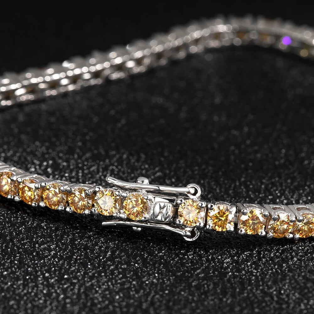 Luxus Iced Out Moissanite "Gold Tennis" Whitegold 925S Silver Armbänder