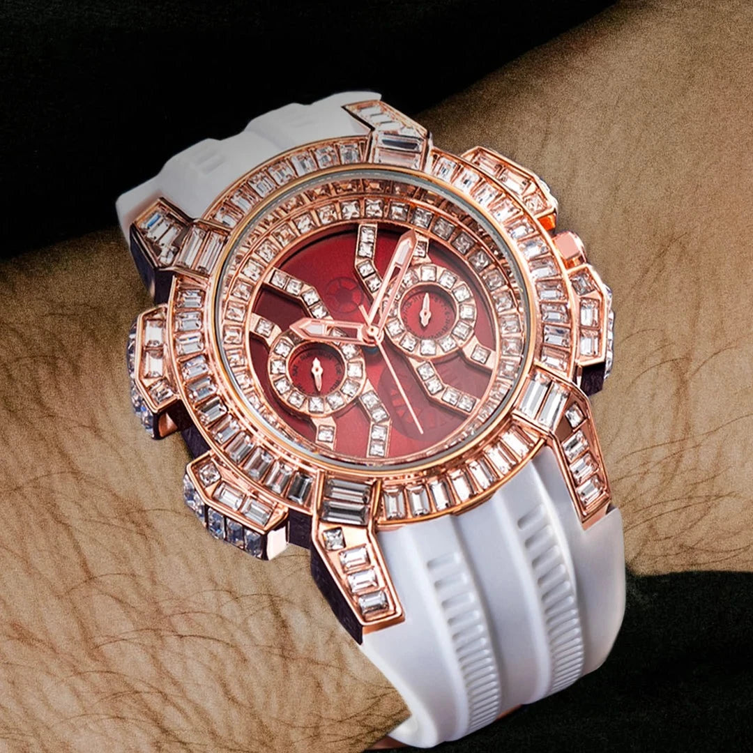 Luxus Designer Iced Out "Sunstar" Uhr + Box + Armbandkürzer