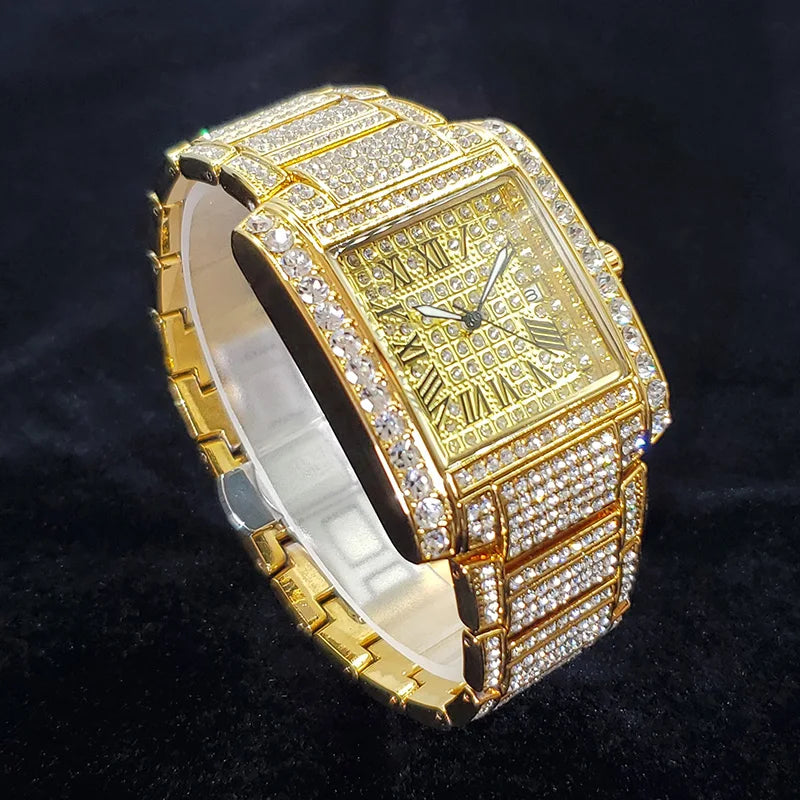 Luxus Designer Iced Out "Squadromer" Uhr + Box +. Armbandkürzer - ICERAIN JEWELRY