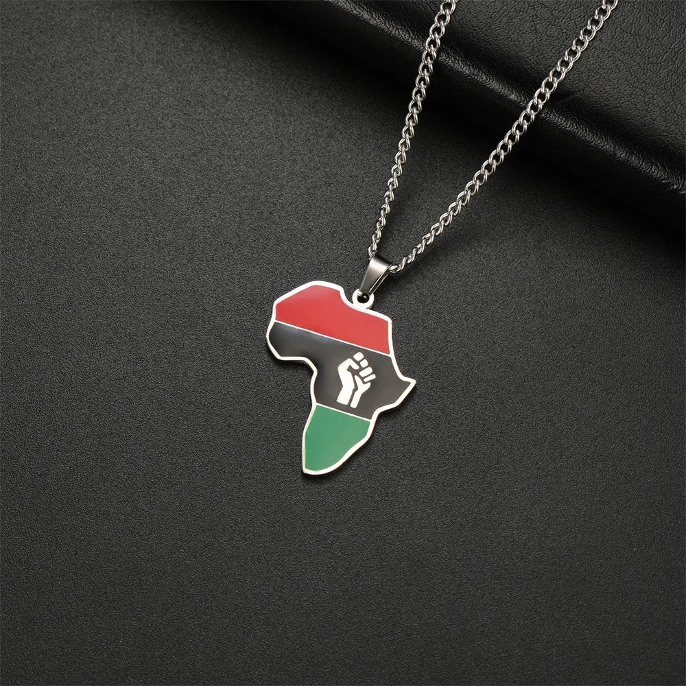 Luxus Edelstahl "Africa V4 Black Lives Matter" Länderkette - ICERAIN JEWELRY