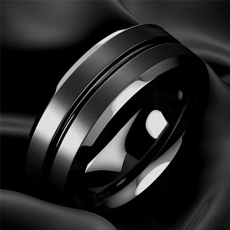 Luxus Edelstahl 8mm "Blackhole" Ringe