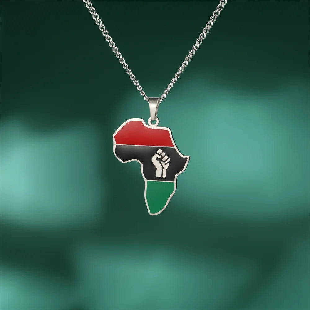 Luxus Edelstahl "Africa V4 Black Lives Matter" Länderkette - ICERAIN JEWELRY