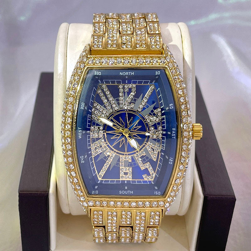 Luxus Designer Iced Out "Gamba" Uhr + Box + Armbandkürzer