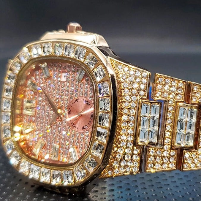 Luxus Designer Iced Out "Fracono" Uhr + Box + Armbandkürzer