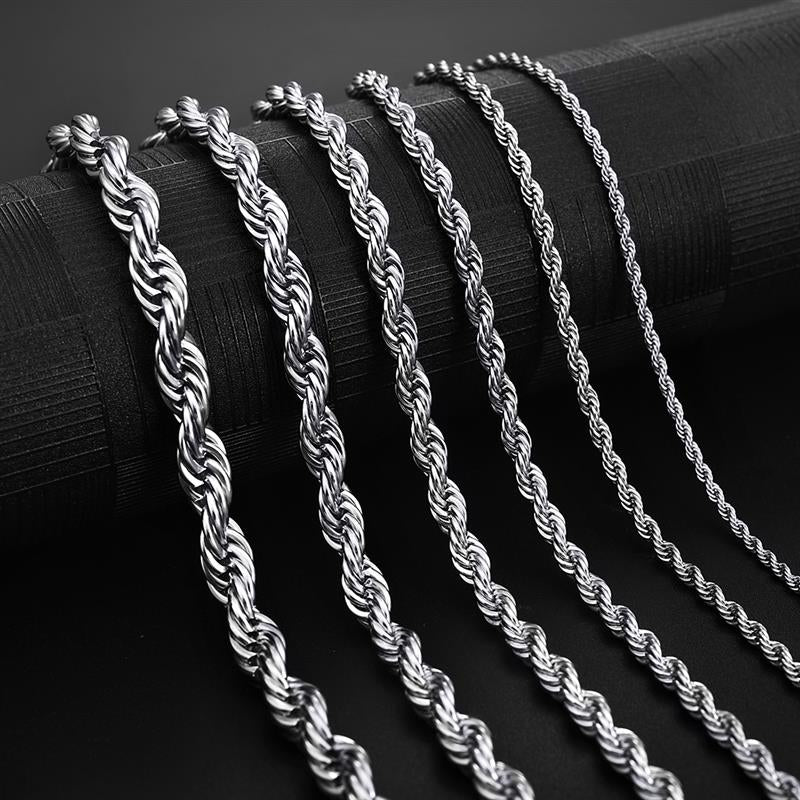 Sale | Luxus Edelstahl 3mm 60cm "Silver Rope" Kette