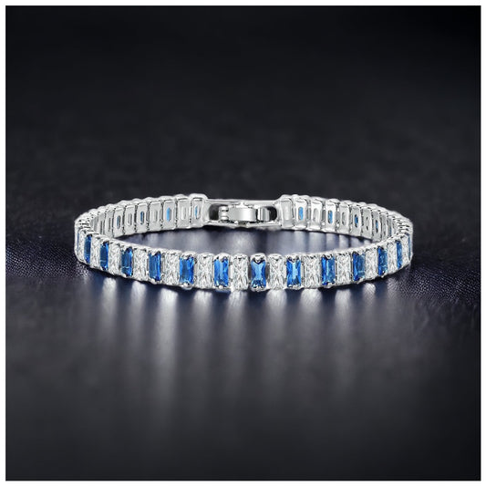 ICED OUT 5MM "SILVER/BLUE SHINO" ARMBAND - ICERAIN JEWELRY
