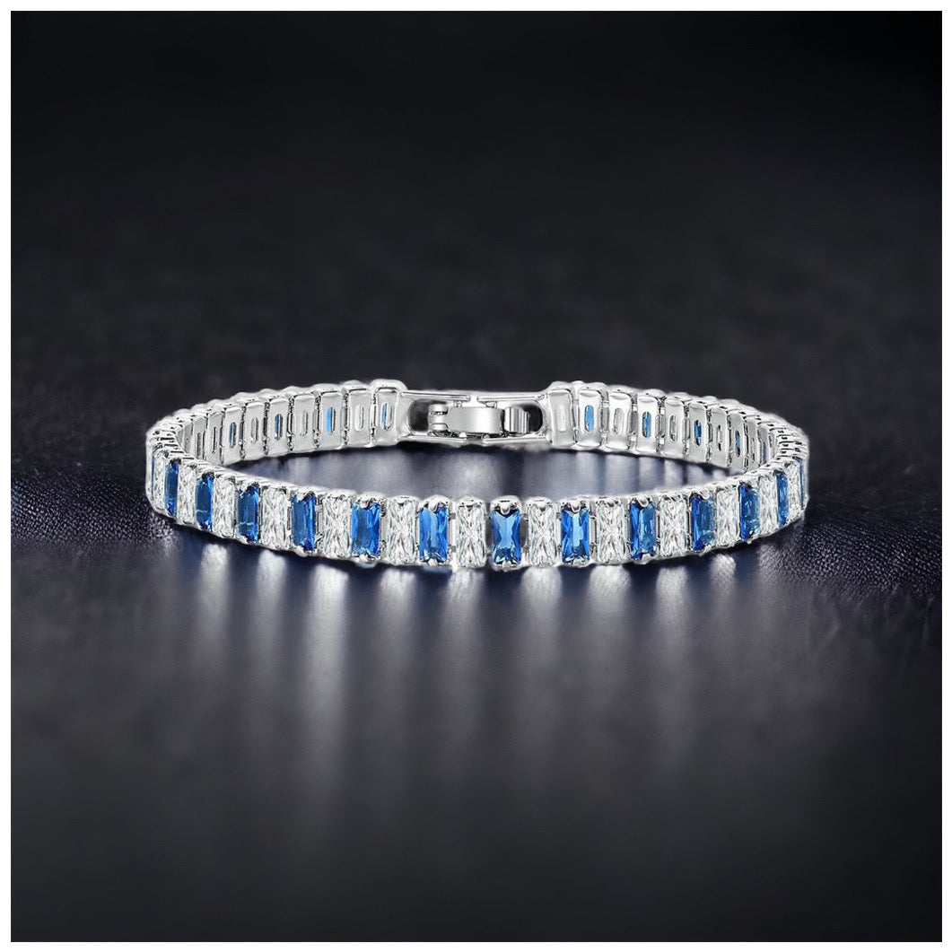 Luxus Iced Out 5mm "Silver/Blue Shino" Armbänder