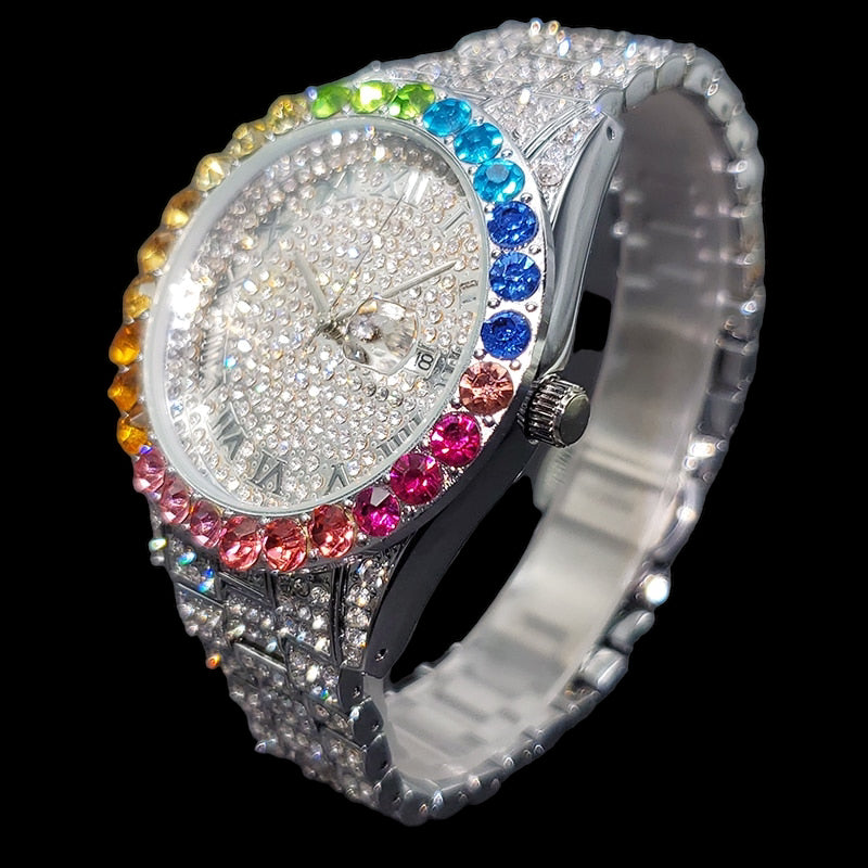 Luxus Designer Iced Out "Pitacolli" Uhr + Box + Armbandkürzer