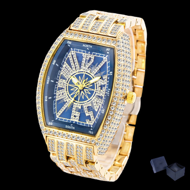 Luxus Designer Iced Out "Gamba" Uhr + Box + Armbandkürzer