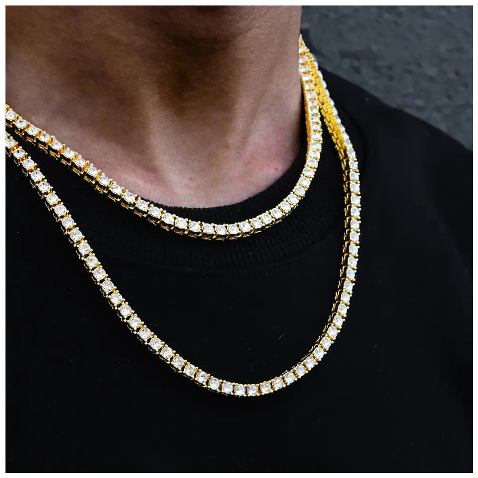 Luxus Iced Out "Gold Tennis" Kette