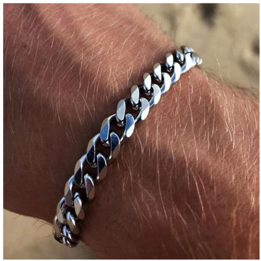 EDELSTAHL "SILVER CUBAN" ARMBAND - ICERAIN JEWELRY
