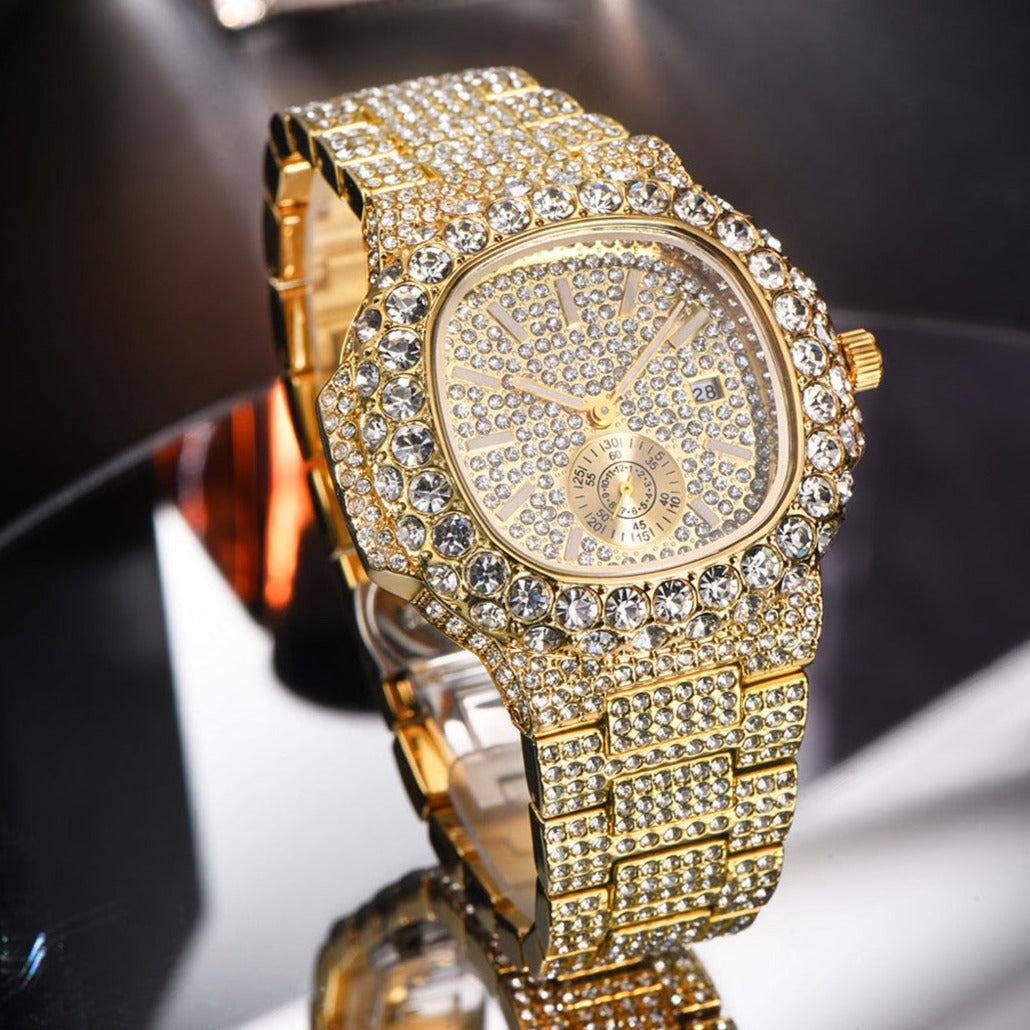 Luxus Designer Iced Out "Scintillare" Uhr + Box + Armbandkürzer