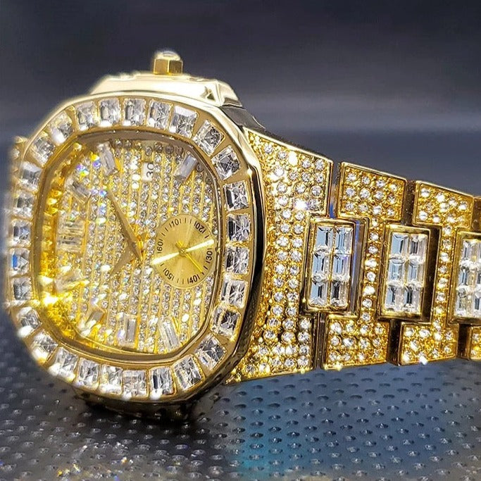 Luxus Designer Iced Out "Fracono" Uhr + Box + Armbandkürzer