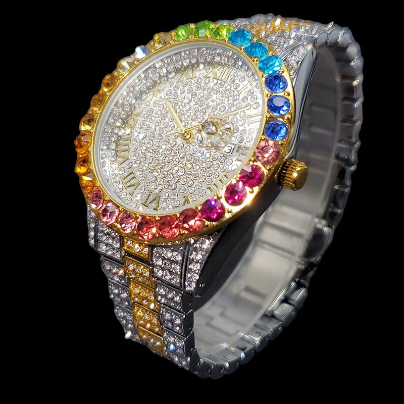 Luxus Designer Iced Out "Pitacolli" Uhr + Box + Armbandkürzer