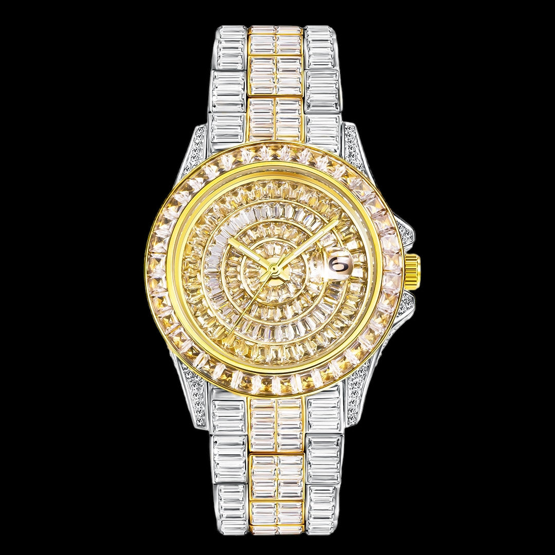 Luxus Designer Iced Out "Facinare" Armbanduhr + Box + Armbandkürzer