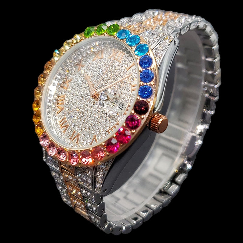 Luxus Designer Iced Out "Pitacolli" Uhr + Box + Armbandkürzer