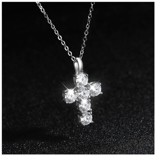 Luxus Iced Out Moissanite "Cross" Whitegold 925S Silver Kette