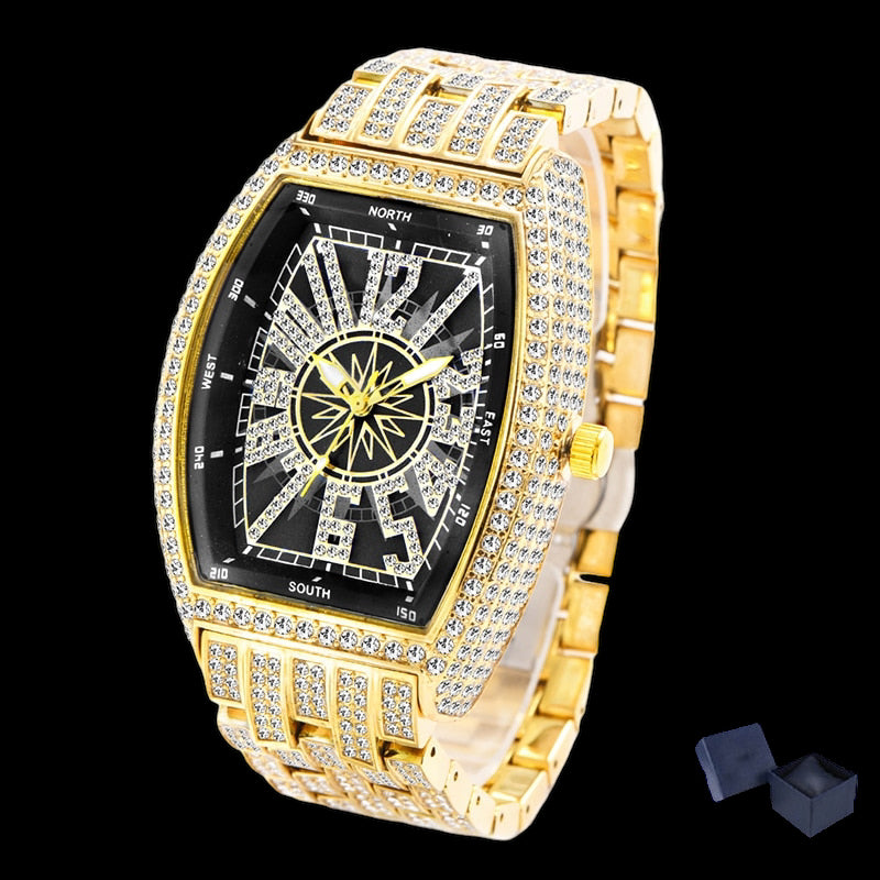 Luxus Designer Iced Out "Gamba" Uhr + Box + Armbandkürzer