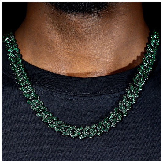 ICED OUT 14MM "GREEN PRONG CUBAN" KETTE - ICERAIN JEWELRY