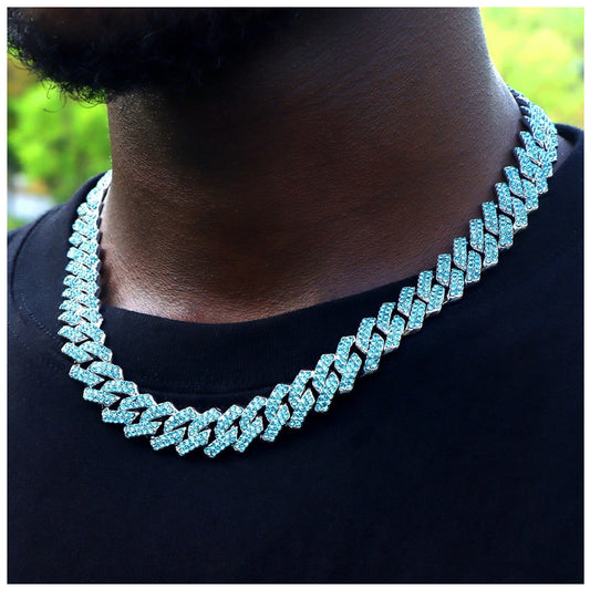 SALE | ICED OUT 14MM 50CM "BLUE PRONG CUBAN" KETTE - ICERAIN JEWELRY