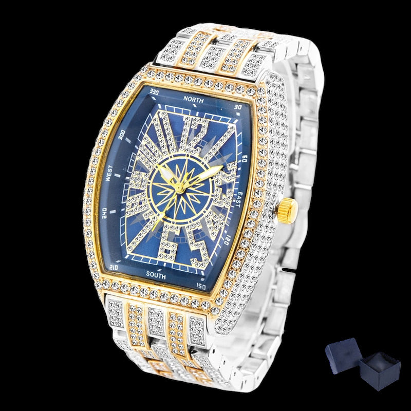 Luxus Designer Iced Out "Gamba" Uhr + Box + Armbandkürzer