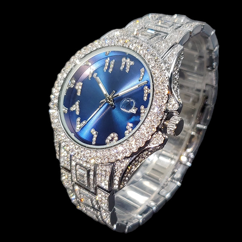 Luxus Designer Iced Out "Arabic" Uhr + Box + Armbandkürzer