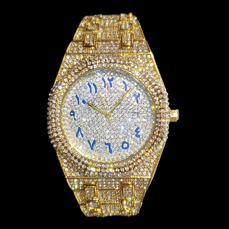 Luxus Designer Iced Out "Arabic V2" Uhr + Box + Armbandkürzer