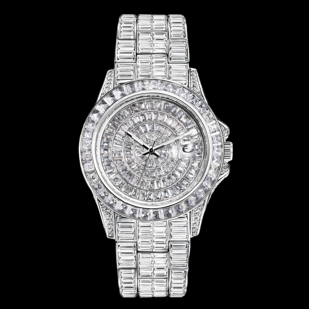 Luxus Designer Iced Out "Facinare" Armbanduhr + Box + Armbandkürzer