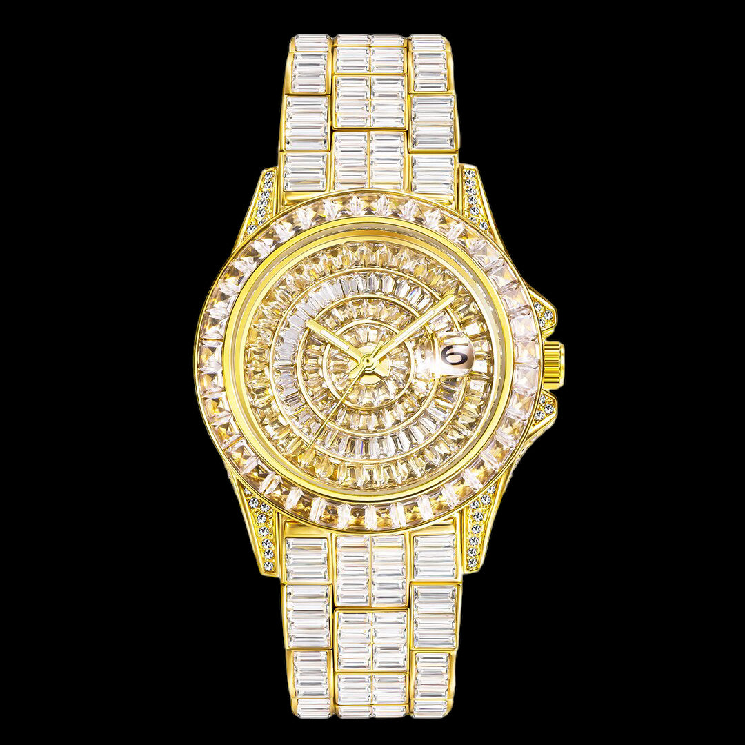 Luxus Designer Iced Out "Facinare" Armbanduhr + Box + Armbandkürzer