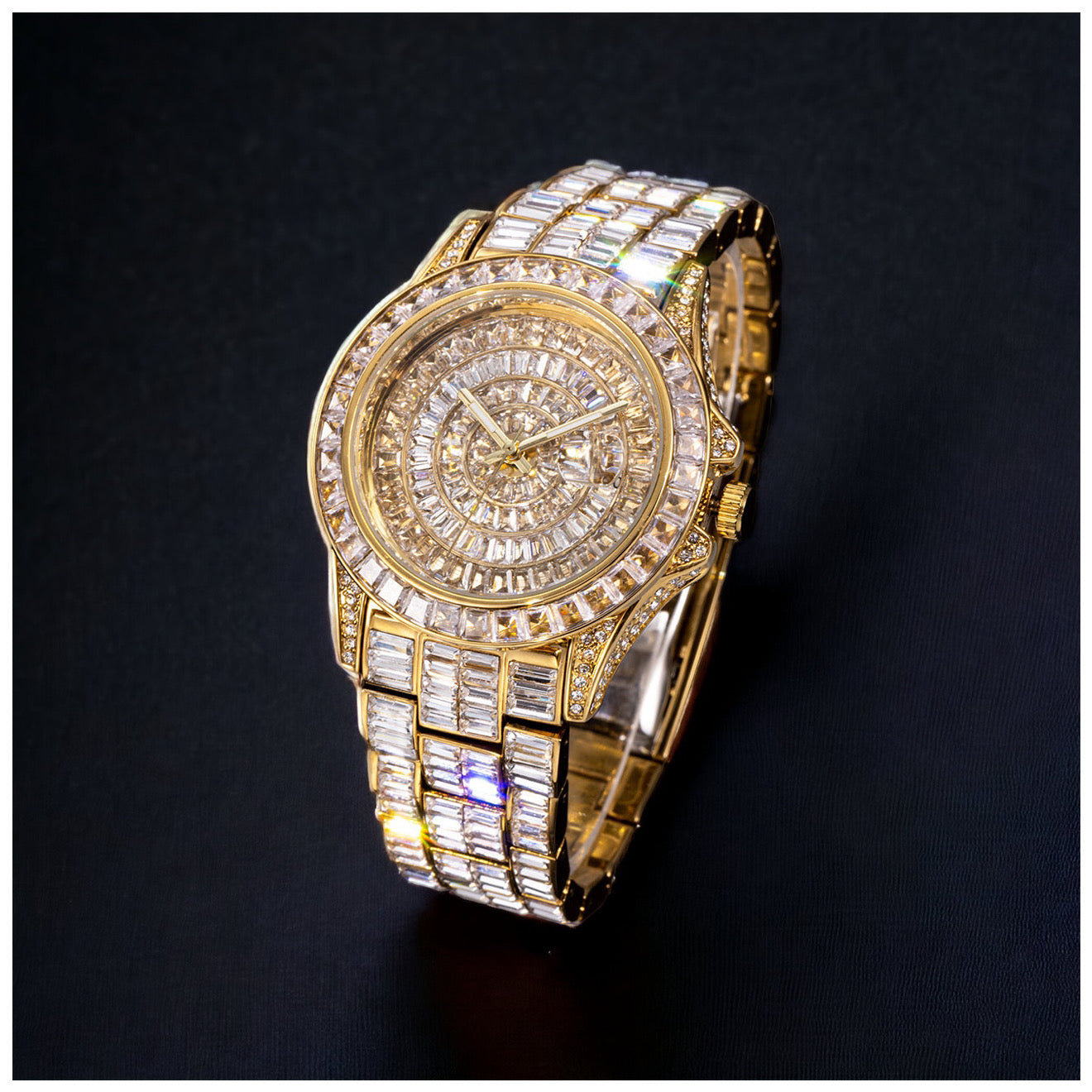 Luxus Designer Iced Out "Facinare" Armbanduhr + Box + Armbandkürzer